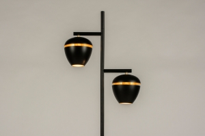 vloerlamp 15289 modern retro metaal zwart mat goud rond