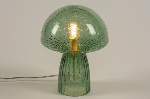 tafellamp 15295 sale modern retro glas metaal groen goud rond
