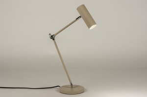 tafellamp 15296 landelijk modern retro metaal beige zand rond