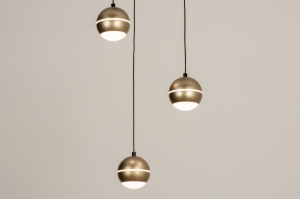 hanglamp 15302 modern retro eigentijds klassiek kunststof metaal zwart mat goud rond