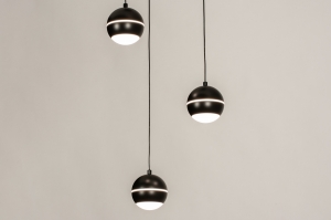 hanglamp 15303 modern retro eigentijds klassiek kunststof metaal zwart mat rond