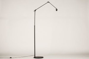 vloerlamp 15313 industrieel modern metaal zwart mat rond langwerpig