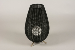 tafellamp 15323 landelijk modern kunststof metaal zwart goud rond ovaal