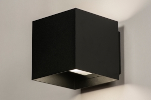 wandlamp 15331 modern aluminium kunststof zwart mat vierkant