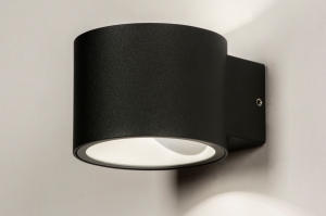 wandlamp 15332 modern glas helder glas aluminium metaal zwart mat rond