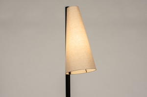 vloerlamp 15337 modern retro stof metaal zwart mat beige naturel zand rond vierkant