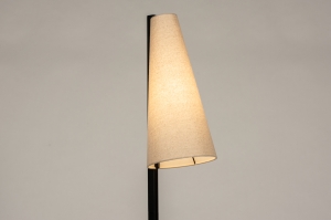 staande lamp 15337 modern retro stof metaal zwart mat beige naturel zand rond vierkant