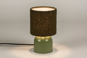 tafellamp 15345 landelijk modern stof metaal groen rond