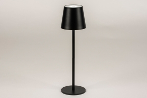 tafellamp 15355 modern metaal zwart mat rond