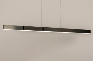 hanglamp 15358 design modern geschuurd aluminium zwart antraciet donkergrijs langwerpig rechthoekig