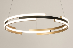 hanglamp 15363 modern eigentijds klassiek art deco metaal zwart mat goud rond