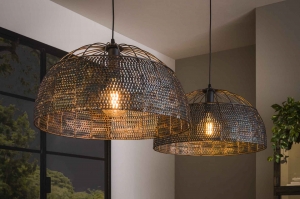 hanglamp 15376 industrieel landelijk modern metaal zwart mat grijs bruin rond langwerpig