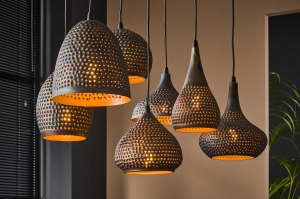 hanglamp 15381 industrieel landelijk modern metaal zwart goud bruin rond rechthoekig