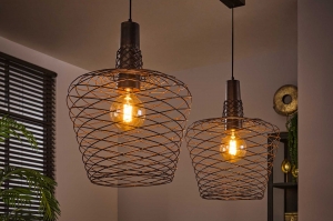 hanglamp 15383 industrieel landelijk modern metaal antraciet koper rond langwerpig