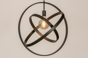 hanglamp 15394 industrieel landelijk modern metaal zwart grijs bruin rond