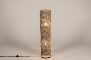 vloerlamp 15402 landelijk modern eigentijds klassiek riet zwart naturel rond