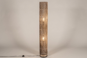 staande lamp 15403 landelijk modern eigentijds klassiek riet zwart naturel rond