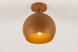 plafondlamp 15407 modern retro metaal goud bruin rond