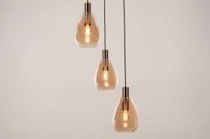 Pendelleuchte 15411 modern zeitgemaess klassisch Glas Metall schwarz matt Gold Bronze Gelb rund