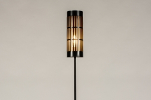 vloerlamp 15416 industrieel modern metaal zwart goud bruin rond