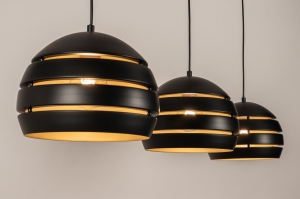 Pendelleuchte 15419 modern Retro Metall schwarz matt rund laenglich