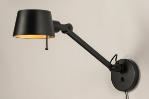 wandlamp 15439 design modern metaal zwart mat rond langwerpig