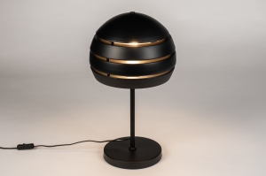 tafellamp 15440 modern retro metaal zwart mat goud rond