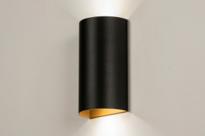 wandlamp 15450 modern eigentijds klassiek aluminium metaal zwart mat goud rond langwerpig