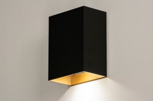 wandlamp 15451 modern eigentijds klassiek aluminium metaal zwart mat goud rechthoekig