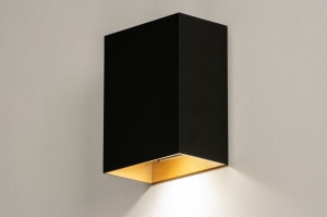 Wandleuchte 15451 modern zeitgemaess klassisch Aluminium Metall schwarz matt Gold rechteckig