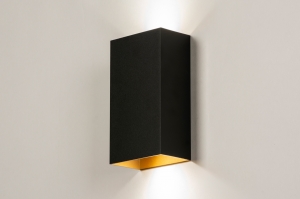 wandlamp 15452 modern eigentijds klassiek aluminium metaal zwart mat goud rechthoekig