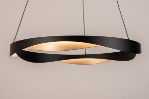 hanglamp 15454 modern eigentijds klassiek art deco metaal zwart mat goud rond