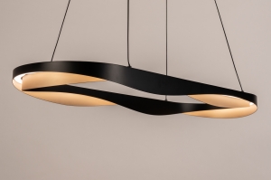 hanglamp 15456 modern eigentijds klassiek art deco metaal zwart mat goud ovaal