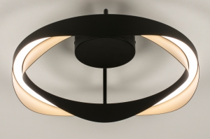 plafondlamp 15457 modern eigentijds klassiek art deco metaal zwart mat goud rond