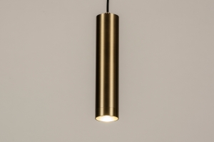 hanglamp 15466 modern eigentijds klassiek messing (kleur) geschuurd aluminium metaal zwart mat goud messing (kleur) rond