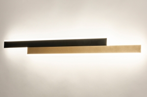 wandlamp 15467 modern messing (kleur) metaal zwart mat goud messing (kleur) langwerpig