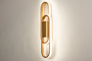 wandlamp 15471 modern eigentijds klassiek art deco messing geschuurd aluminium metaal goud messing ovaal