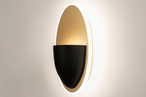 wandlamp 15472 modern eigentijds klassiek art deco metaal zwart mat goud ovaal