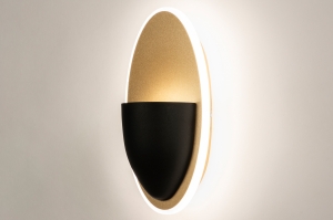 wandlamp 15472 modern eigentijds klassiek art deco messing (kleur) metaal zwart mat goud messing (kleur) ovaal