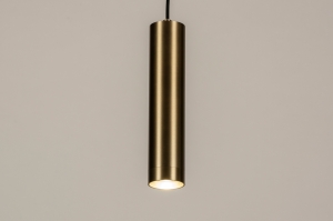 hanglamp 15488 modern eigentijds klassiek messing geschuurd aluminium metaal goud mat messing rond