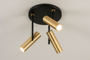 plafondlamp 15507 modern eigentijds klassiek messing geschuurd aluminium metaal zwart mat goud messing rond