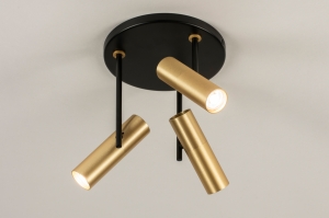 plafondlamp 15507 modern eigentijds klassiek messing geschuurd aluminium metaal zwart mat goud mat messing rond