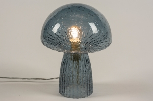 tafellamp 15508 modern retro glas metaal goud blauw rond