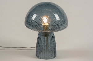 tafellamp 15508 sale modern retro glas metaal goud blauw rond