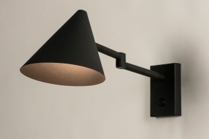 wandlamp 15527 design modern metaal zwart mat rond