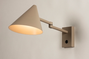 wandlamp 15530 design modern metaal beige zand rond