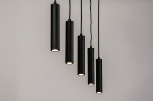 hanglamp 15548 modern metaal zwart mat goud langwerpig