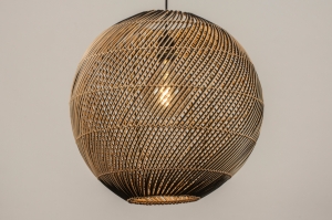 hanglamp 15551 modern riet zwart naturel rond