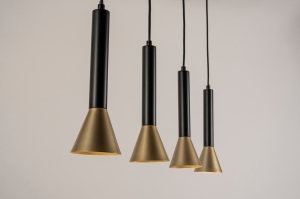 hanglamp 15565 sale modern retro metaal zwart mat goud langwerpig