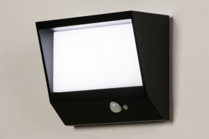 wandlamp 15566 modern aluminium kunststof polycarbonaat slagvast metaal zwart mat rechthoekig
